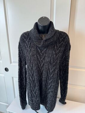 Express Charcoal Cable Knit Cowl Neck Sweater
